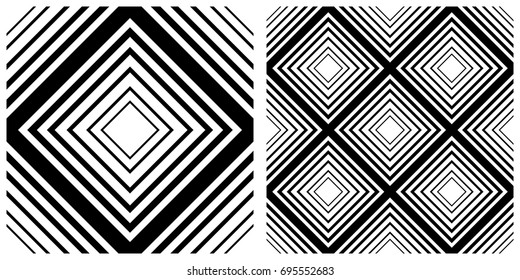 Seamless of line pattern on transparent background. Single pattern is shown in the left. The example of assembly seamless is shown in the right.  