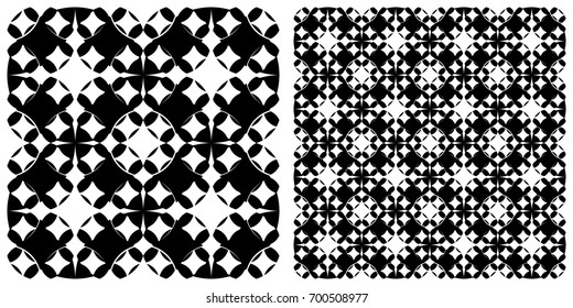 Seamless of line pattern on transparent background. Single pattern is shown in the left. The example of assembly seamless is shown in the right.  