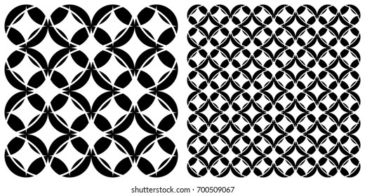 Seamless of line pattern on transparent background. Single pattern is shown in the left. The example of assembly seamless is shown in the right.  