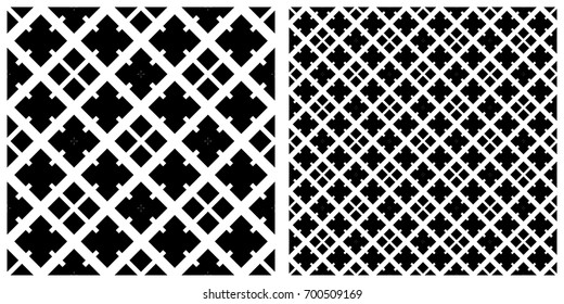 Seamless of line pattern on transparent background. Single pattern is shown in the left. The example of assembly seamless is shown in the right.  