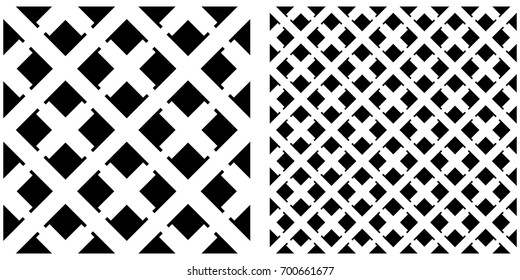 Seamless of line pattern on transparent background. Single pattern is shown in the left. The example of assembly seamless is shown in the right.  