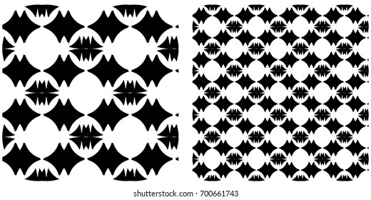 Seamless of line pattern on transparent background. Single pattern is shown in the left. The example of assembly seamless is shown in the right.  