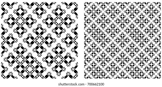 Seamless of line pattern on transparent background. Single pattern is shown in the left. The example of assembly seamless is shown in the right.  