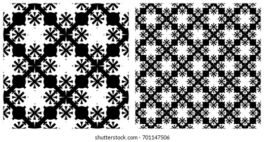 Seamless of line pattern on transparent background. Single pattern is shown in the left. The example of assembly seamless is shown in the right.  