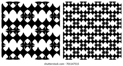 Seamless of line pattern on transparent background. Single pattern is shown in the left. The example of assembly seamless is shown in the right.  
