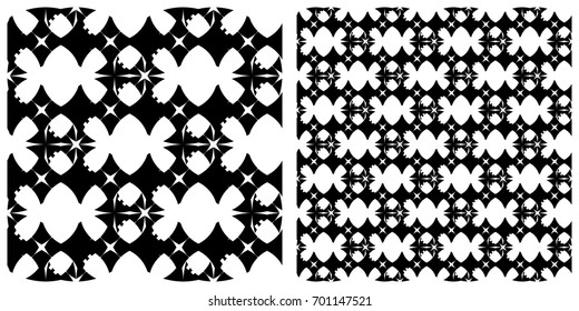 Seamless of line pattern on transparent background. Single pattern is shown in the left. The example of assembly seamless is shown in the right.  