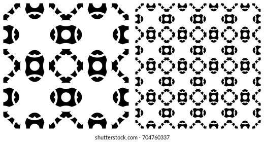 Seamless of line pattern on transparent background. Single pattern is shown in the left. The example of assembly seamless is shown in the right.  