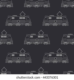 Seamless line pattern with retro electric locomotive. Vector illustration. Elements for design. Railroad transportation. Graphic texture for design , wallpaper. Railroad. Train. Electric locomotive.