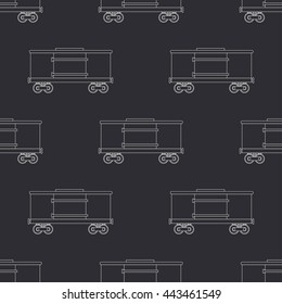 Seamless line pattern with retro railway boxcar. Vector illustration. Elements for design. Railroad transportation. Graphic texture for design , wallpaper. Railroad. Train. Railway. Wagon.