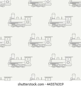Seamless line pattern with retro steam locomotive. Vector illustration. Elements for design. Railroad transportation. Graphic texture for design , wallpaper. Railroad. Train. Steam locomotive.