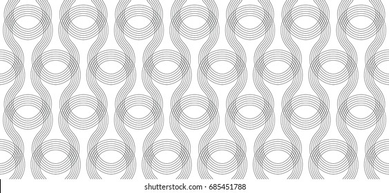 Seamless line pattern, screen print texture, monochrome texture of curved lines, seamless geo, geometric  minimalist background, black and white vector graphic