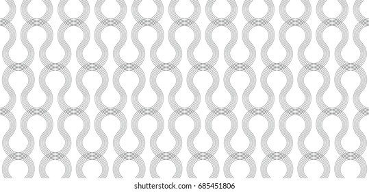 Seamless line pattern, screen print texture, monochrome texture of curved lines, seamless geo, geometric  minimalist background, black and white vector graphic