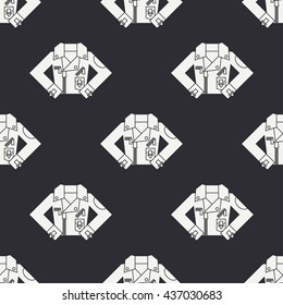 Seamless line pattern with silhouette vector icon wear - leather jacket. Vector illustration. Elements for design. Wear collection. Graphic texture for design , wallpaper. Rock style pattern. Biker.