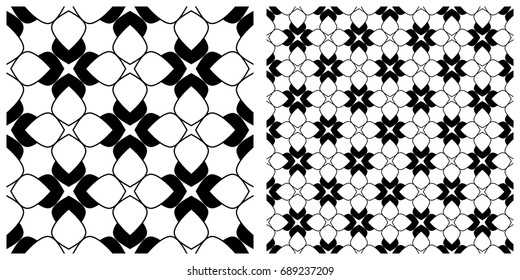Seamless of line pattern. Single pattern is shown in the left. The example of assembly seamless is shown in the right.  