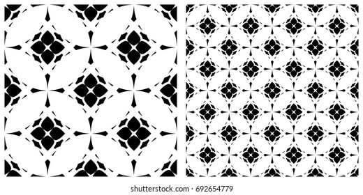 Seamless of line pattern. Single pattern is shown in the left. The example of assembly seamless is shown in the right.  