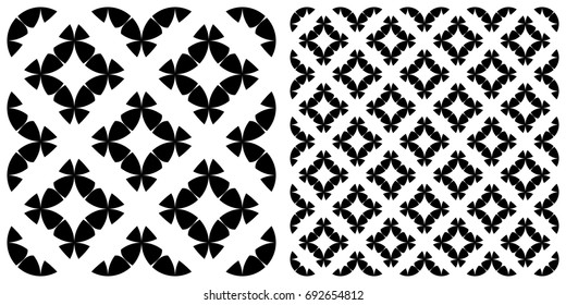 Seamless of line pattern. Single pattern is shown in the left. The example of assembly seamless is shown in the right.  