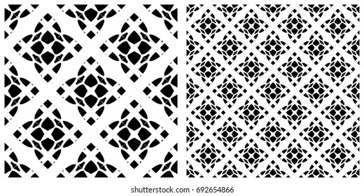 Seamless of line pattern. Single pattern is shown in the left. The example of assembly seamless is shown in the right.  