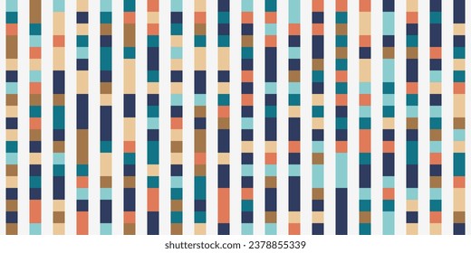 seamless line pattern of squares, arranged vertically with trendy colors. Vector