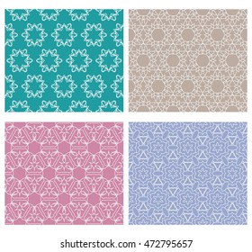 Seamless line patterns in arabian style. Contemporary graphic design. Endless hexagon texture for wallpaper, pattern fills, web page background. Colorful geometric ornaments.