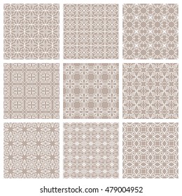 Seamless line patterns set. Contemporary graphic design. Endless texture for wallpaper, pattern fills, web page background. Colorful geometric ornaments.
