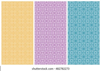 Seamless line patterns set. Vector monochrome lace backgrounds. Vertical geometric patters collection. Contemporary graphic design. Tribal ethnic arabic, indian ornament