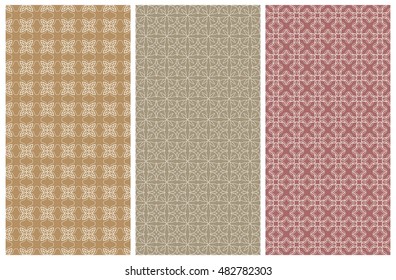 Seamless line patterns set. Vector monochrome lace backgrounds. Vertical geometric patters collection. Contemporary graphic design. Tribal ethnic arabic, indian ornament