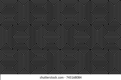Seamless line rectangular pattern vector. Line offset modular. black background.