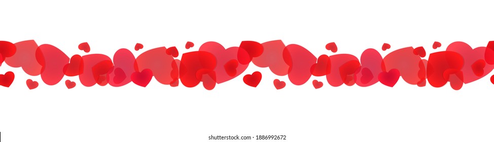 Línea perfecta con corazones dispersos para la decoración de paquetes, diseño de pancartas, encuadramiento y borde