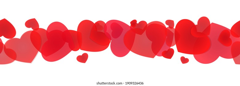 Línea perfecta con corazones dispersos para la decoración de paquetes, diseño de pancartas, encuadramiento y borde