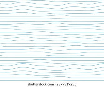 Seamless line wave pattern Abstract waves. Monochrome background with simple lines. Blue vector pattern on transparent background.