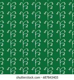 Seamless linear floral pattern on green background with big elements