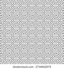 Patrón geométrico lineal inconsútil del Enlace de la cadena, Vector entrelazado blanco y negro moderno
