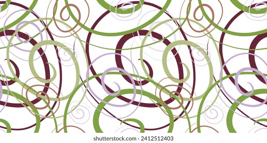 Seamless linear geometric pattern. Vector Abstract line drawing. Irregular chaotically crossed curved lines texture. Colorful Flat simple minimalistic backdrop. Trendy textile, Fabric, Wrapping paper
