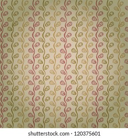 Seamless linear hand drawn doodle leaves texture. Endless abstract pattern. Template for design and decoration textile, backgrounds, wrapping paper, package