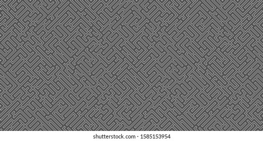 Seamless linear maze structure. Abstract labyrinth seamless pattern.