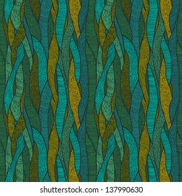 Seamless linear ornamental colorful texture. Curly endless pattern. Template fro design fabric, backgrounds, covers, wrappers, package