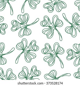 seamless linear pattern with clover leaves. St. Patrick's day.vector illustration