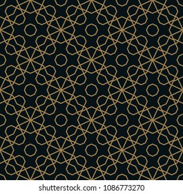 Seamless linear pattern with crossing curved lines with gold colo
