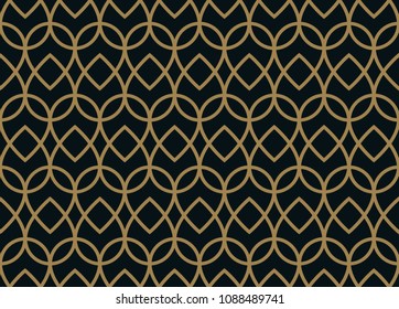 Seamless linear pattern with crossing curved lines with gold color