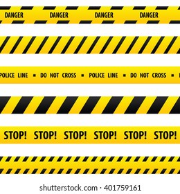 Seamless linear pattern made of yellow crime scene tape.