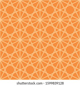 seamless linear pattern on background with straight lines and polygons.  abstract geometric texture. white lines with orange backdrop  