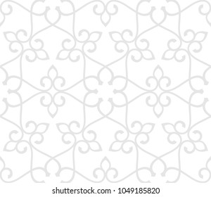 Seamless linear pattern with thin curl lines and scrolls. Monochrome abstract floral pattern. Decorative lattice.
