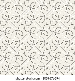 Seamless linear pattern with thin curl lines and scrolls. Monochrome abstract floral pattern. Decorative lattice.
