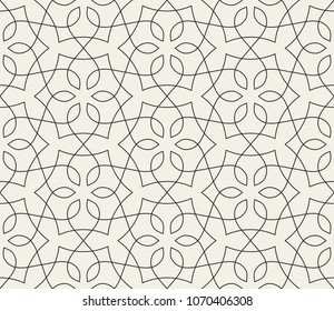 Seamless linear pattern with thin curl lines and scrolls. Monochrome abstract floral pattern. Decorative lattice.
