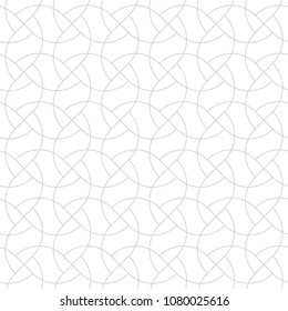 Seamless linear pattern with thin curl lines and arcs. Monochrome abstract floral pattern. Decorative lattice. Modern monochrome texture
