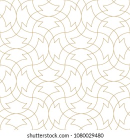 Seamless linear pattern with thin curl lines and arcs. Monochrome abstract floral pattern. Decorative lattice. Modern monochrome texture