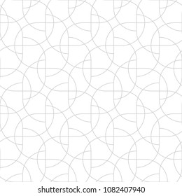Seamless linear pattern with thin curl lines and arcs. Monochrome abstract floral pattern. Decorative lattice. Modern monochrome texture