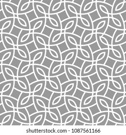 Seamless linear pattern with thin curl lines and scrolls. Monochrome abstract floral pattern. Decorative lattice.