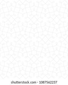 Seamless linear pattern with thin curl lines and scrolls. Monochrome abstract floral pattern. Decorative lattice.