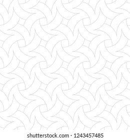 Seamless linear pattern with thin curl lines and arcs. Monochrome abstract swatch. Decorative vector lattice. Modern geometric bacground.